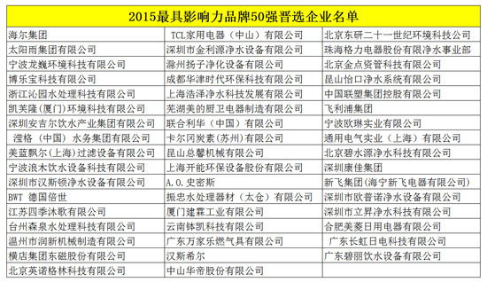  2015最具影响力品牌